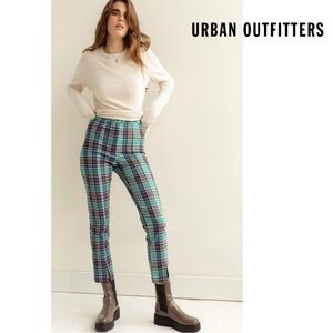 UO Tessa Notched Plaid High Waisted Crop Pant
